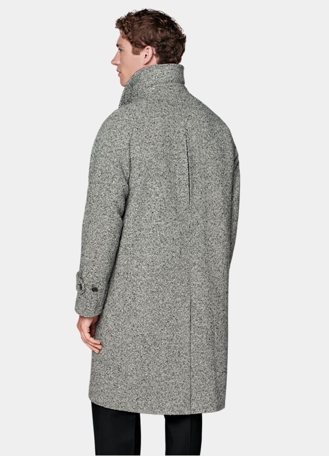 SUITSUPPLY Pure Wool by Moessmer, Italy Black Relaxed Raglan Overcoat