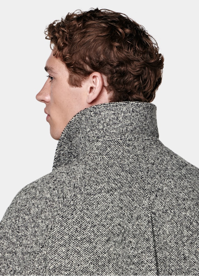 SUITSUPPLY Pure Wool by Moessmer, Italy Black Relaxed Raglan Overcoat