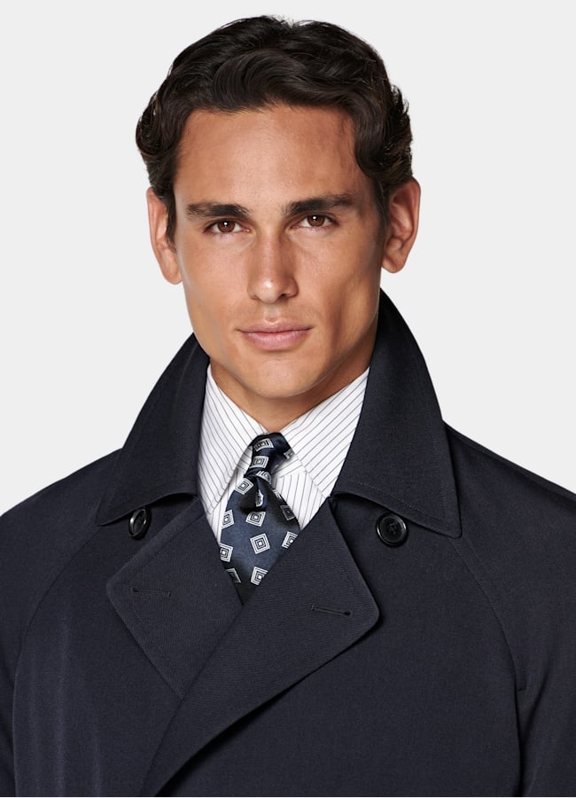 SUITSUPPLY Pure Wool by Emmetex, Italy Navy Trench Coat