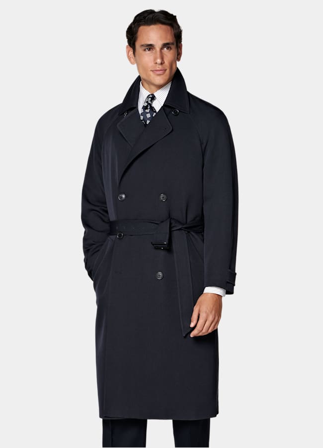 SUITSUPPLY Pure Wool by Emmetex, Italy Navy Trench Coat