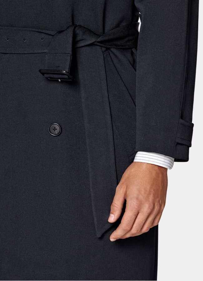 SUITSUPPLY Pure Wool by Emmetex, Italy Navy Trench Coat