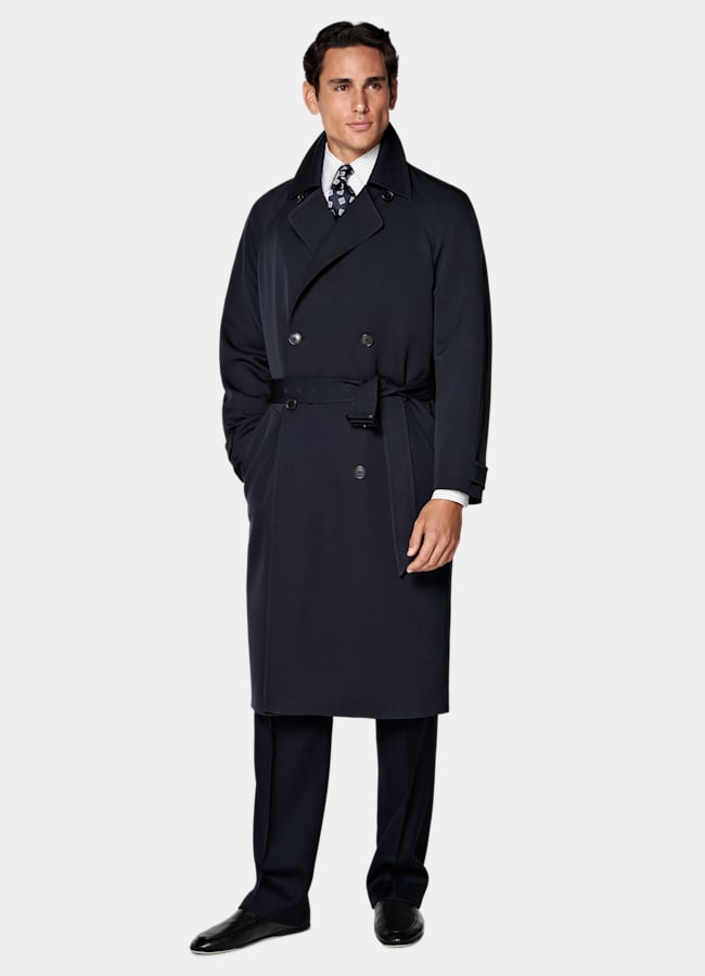 SUITSUPPLY Pure Wool by Emmetex, Italy Navy Trench Coat
