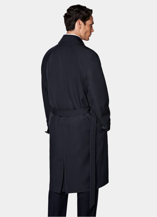 SUITSUPPLY Pure Wool by Emmetex, Italy Navy Trench Coat
