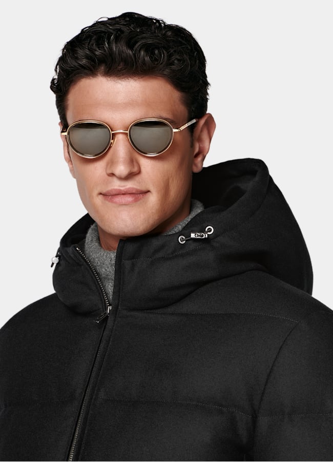 SUITSUPPLY Laine d&eacute;perlante - Vitale Barberis Canonico, Italie Doudoune longue noire