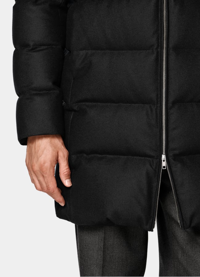 SUITSUPPLY Laine d&eacute;perlante - Vitale Barberis Canonico, Italie Doudoune longue noire