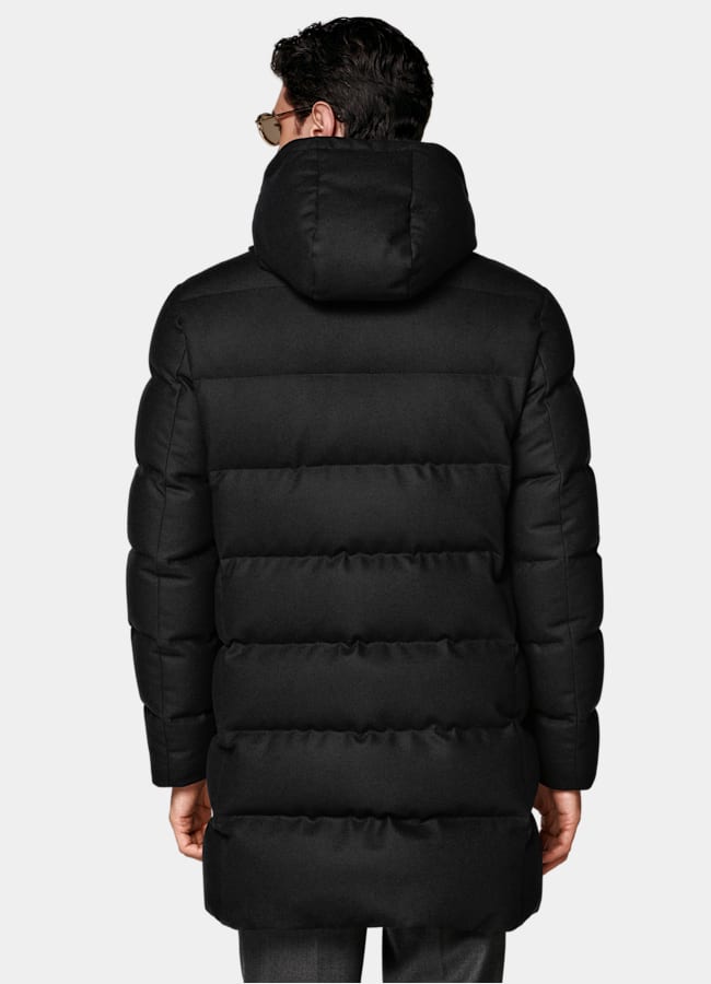 SUITSUPPLY Laine d&eacute;perlante - Vitale Barberis Canonico, Italie Doudoune longue noire