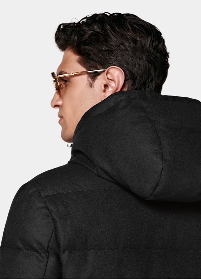 SUITSUPPLY Laine d&eacute;perlante - Vitale Barberis Canonico, Italie Doudoune longue noire