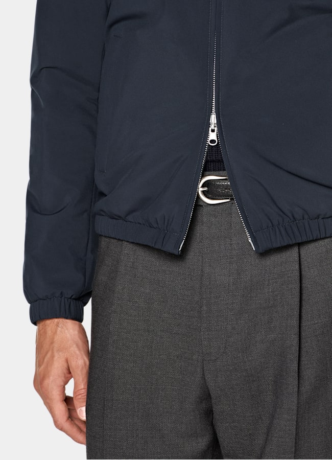 SUITSUPPLY Water-Repellent Technical Fabric by Olmetex, Italy Navy Reversible Bomber Jacket