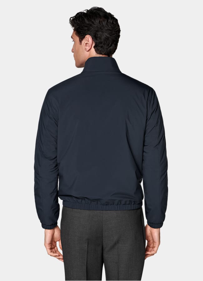 SUITSUPPLY Water-Repellent Technical Fabric by Olmetex, Italy Navy Reversible Bomber Jacket