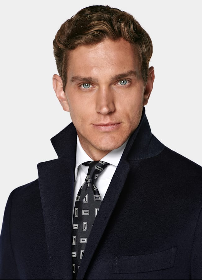 SUITSUPPLY Pure Circular Cashmere by Colombo, Italy Navy Overcoat