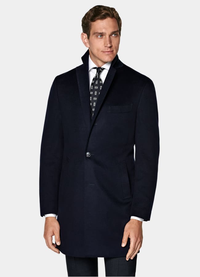 SUITSUPPLY Pure Circular Cashmere by Colombo, Italy Navy Overcoat