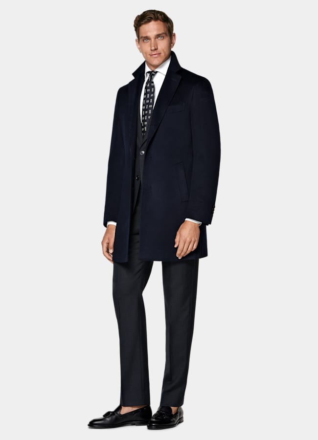 SUITSUPPLY Pure Circular Cashmere by Colombo, Italy Navy Overcoat
