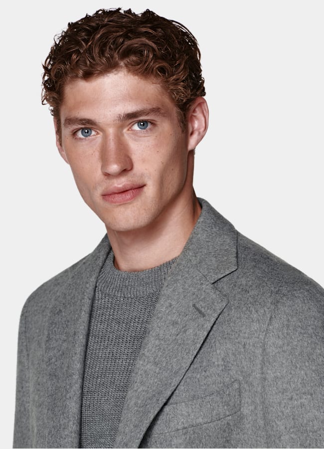SUITSUPPLY Reine Schurwolle Mantel hellgrau