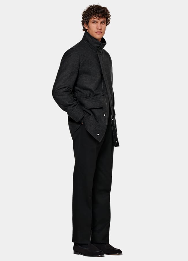 SUITSUPPLY Wool Cashmere by E.Thomas, Italy Dark Grey Padded Parka