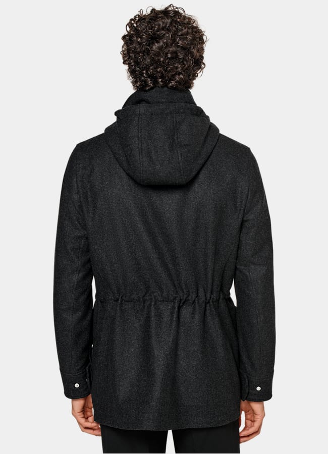 SUITSUPPLY Wool Cashmere by E.Thomas, Italy Dark Grey Padded Parka