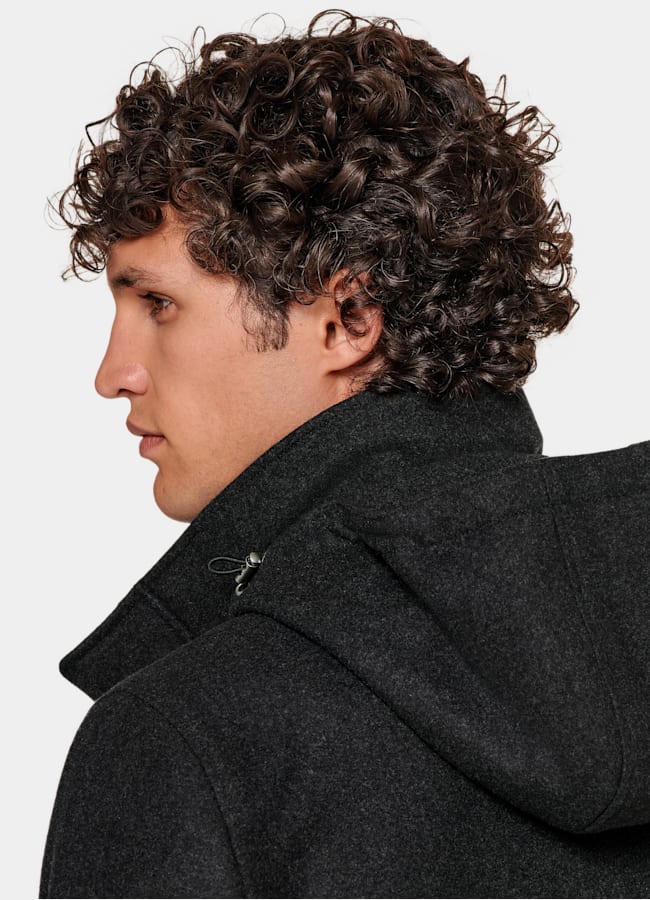 SUITSUPPLY Wool Cashmere by E.Thomas, Italy Dark Grey Padded Parka