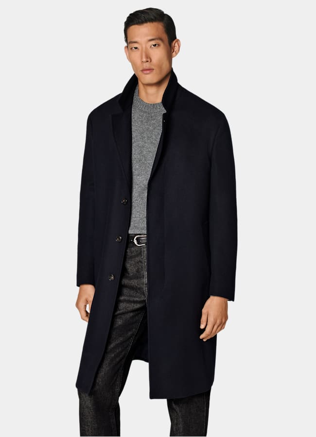 SUITSUPPLY Pure Wool Navy Overcoat