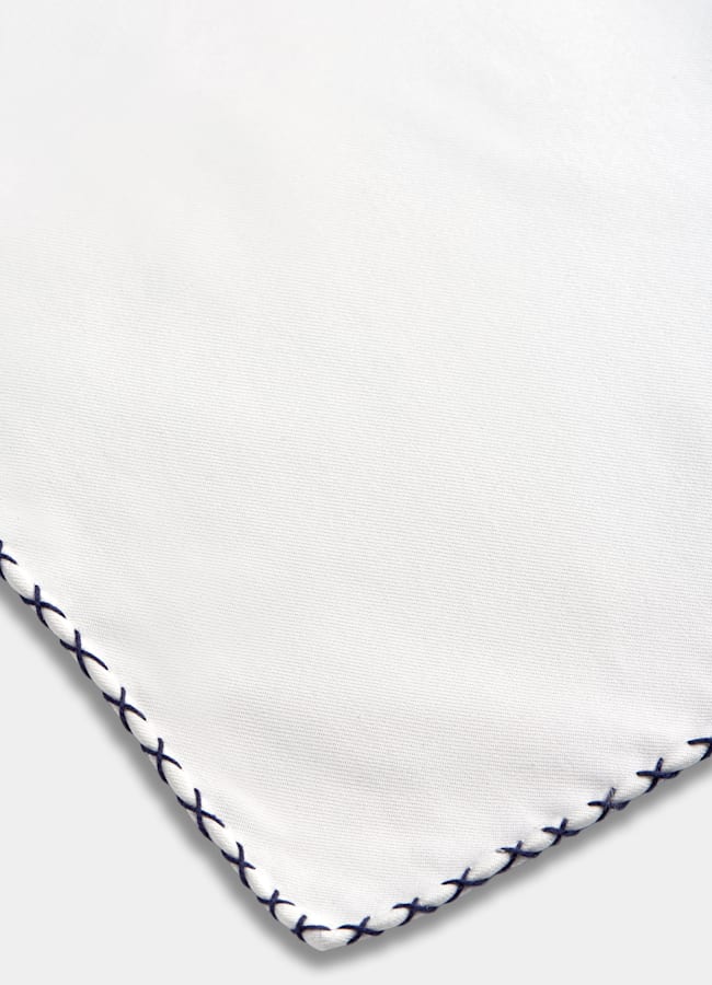 SUITSUPPLY Coton et soie - Silk Pro, Italie Pochette avec piqûre blanche sur les bordures