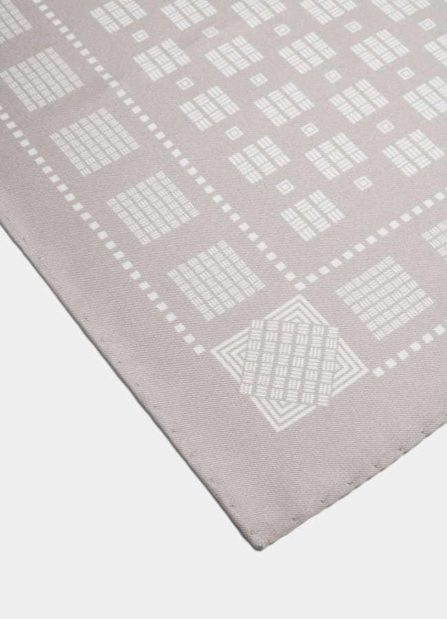 SUITSUPPLY Pure Silk by Silk Pro, Italy Light Brown Graphic Pocket Square
