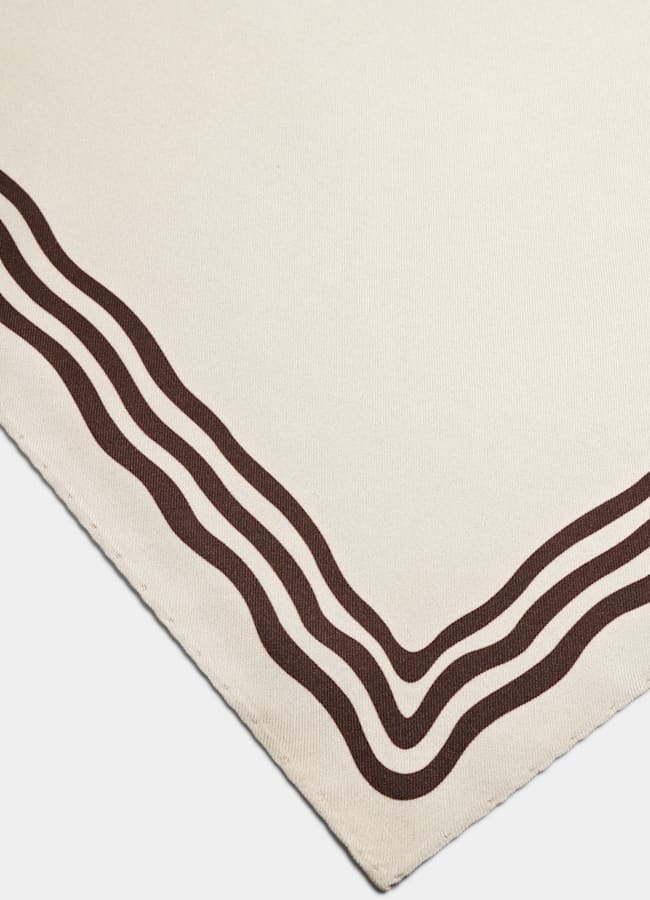 SUITSUPPLY Silk by Bottinelli, Italy Light Brown Pocket Square