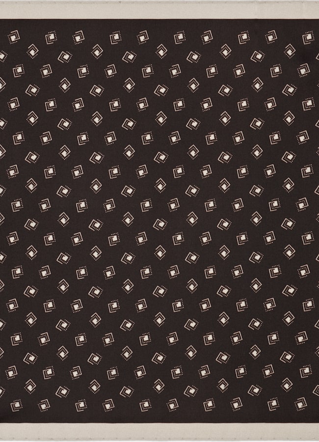 SUITSUPPLY Silk by Bottinelli, Italy Dark Brown Graphic Pocket Square
