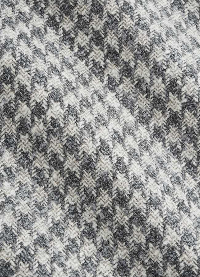 SUITSUPPLY Winter Wool Alpaca Silk Linen Polyamide by Ferla, Italy Mid Grey Houndstooth Tailored Fit Havana Blazer