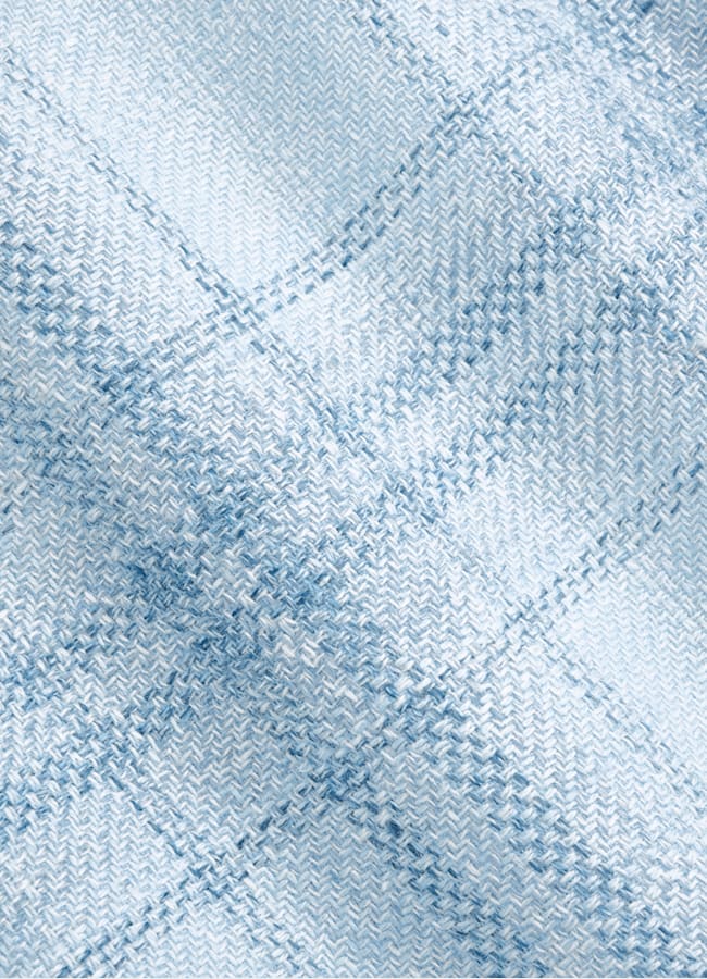 SUITSUPPLY Summer Linen Wool Silk by Lanificio Ermenegildo Zegna, Italy Light Blue Checked Tailored Fit Havana Blazer