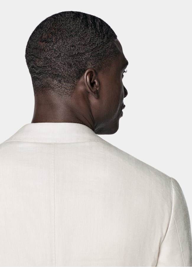 SUITSUPPLY Été Lin, laine, soie par Rogna, Italie Blazer Roma coupe Relaxed sable à chevrons