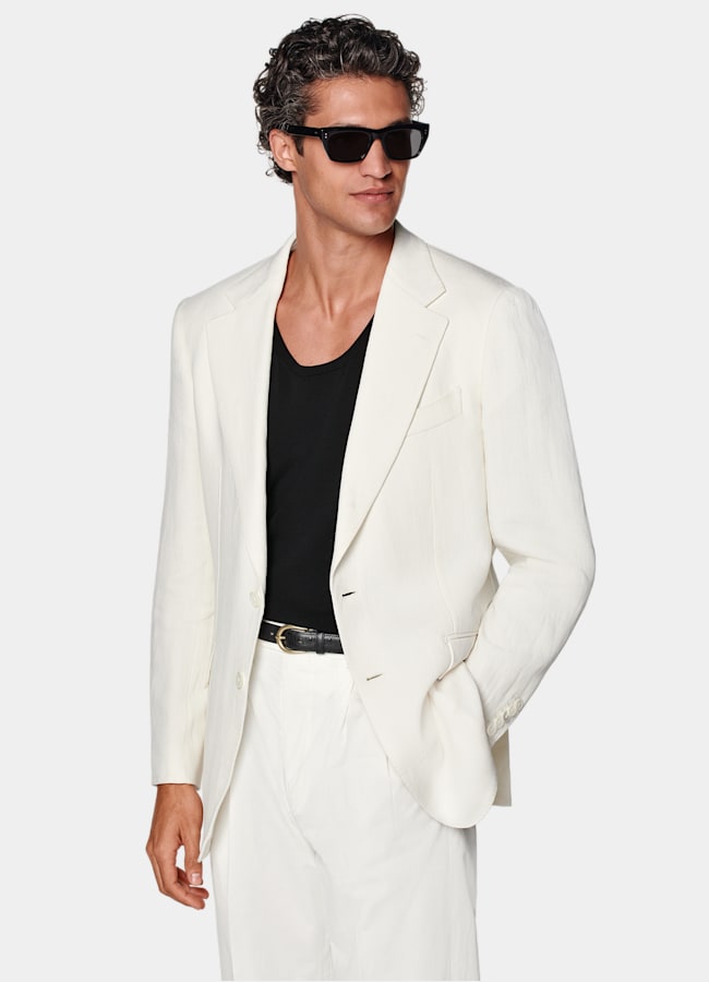 SUITSUPPLY Summer Pure Linen by Beste, Italy Off-White Tailored Fit Milano Blazer