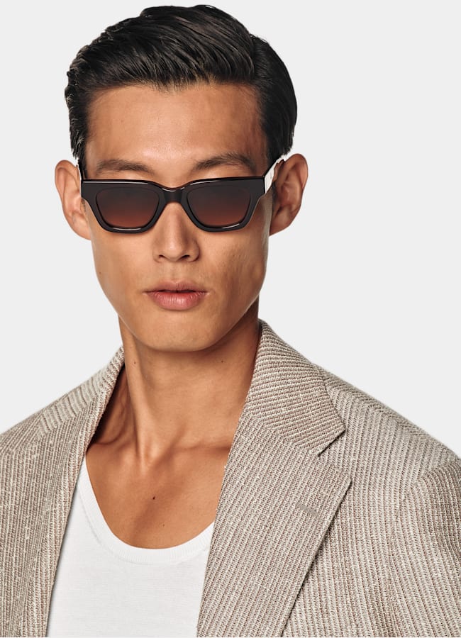 SUITSUPPLY Sommer Schurwolle Leinen Seide von Rogna, Italien Roma Sakko taupe Relaxed Fit