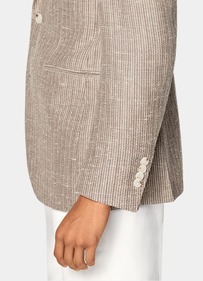 SUITSUPPLY Sommer Schurwolle Leinen Seide von Rogna, Italien Roma Sakko taupe Relaxed Fit
