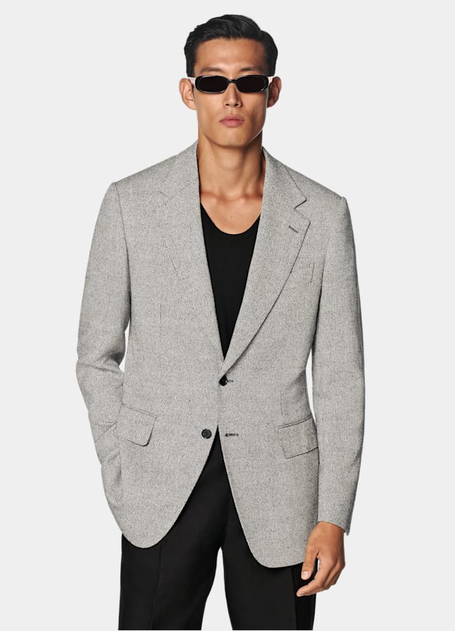 SUITSUPPLY Été Soie, laine, lin par Marling & Evans, Royaume-Uni Blazer Milano coupe Tailored noir