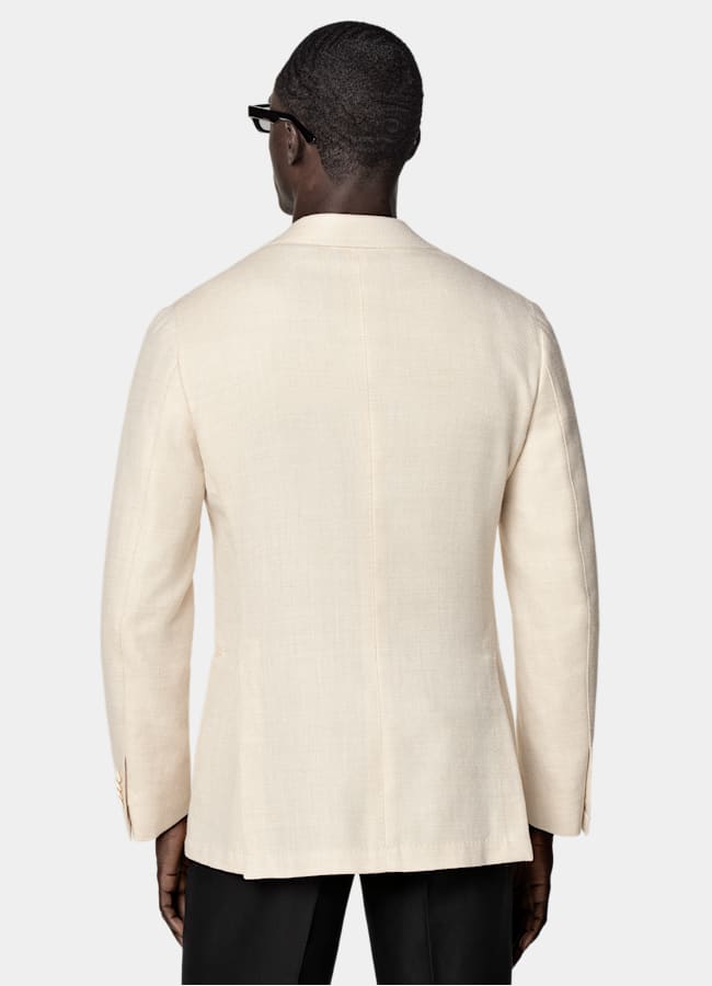 SUITSUPPLY Summer Wool Silk Linen Cashmere by E.Thomas, Italy Sand Tailored Fit Havana Blazer