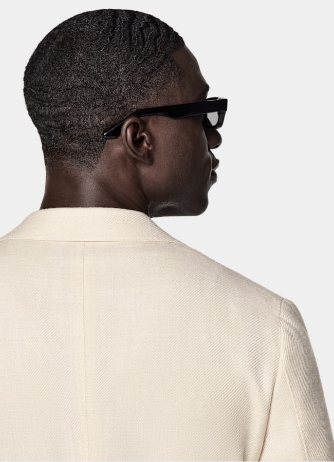 SUITSUPPLY Summer Wool Silk Linen Cashmere by E.Thomas, Italy Sand Tailored Fit Havana Blazer