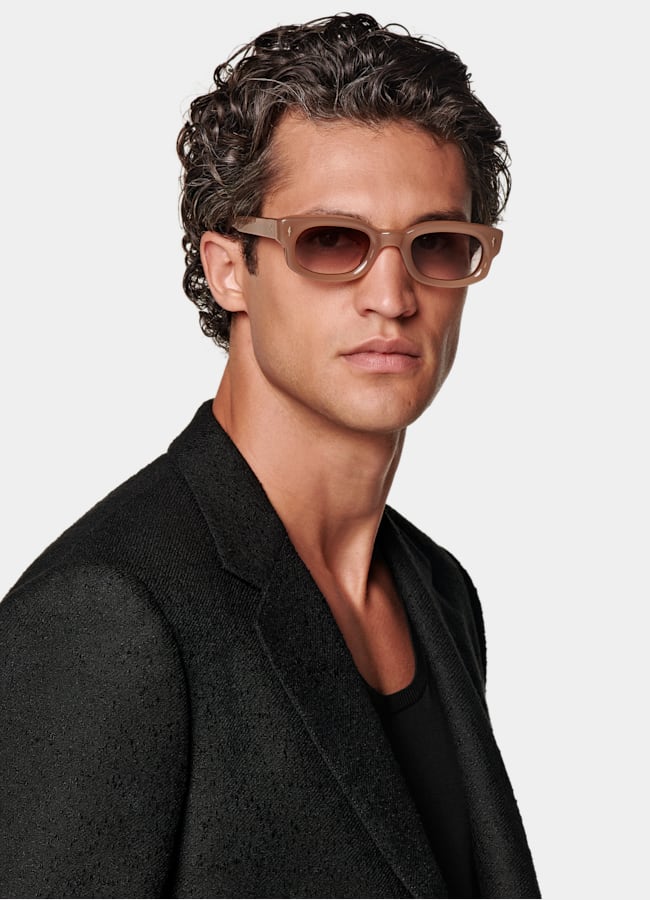 SUITSUPPLY Summer Linen Blend by Ferla, Italy Black Tailored Fit Milano Blazer