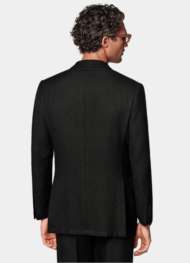 SUITSUPPLY Summer Linen Blend by Ferla, Italy Black Tailored Fit Milano Blazer