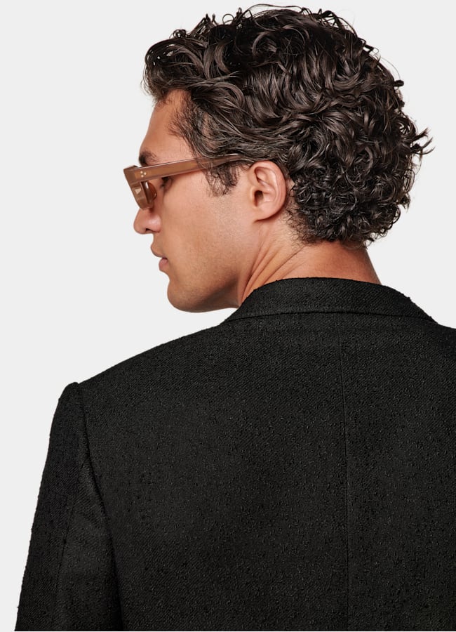 SUITSUPPLY Summer Linen Blend by Ferla, Italy Black Tailored Fit Milano Blazer