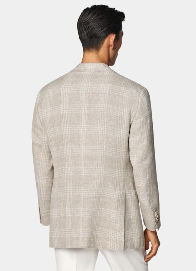 SUITSUPPLY Verano Lino, seda, lana y algodón de Ferla, Italia Blazer Roma arena a cuadros corte Relaxed