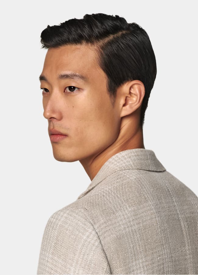 SUITSUPPLY Verano Lino, seda, lana y algodón de Ferla, Italia Blazer Roma arena a cuadros corte Relaxed