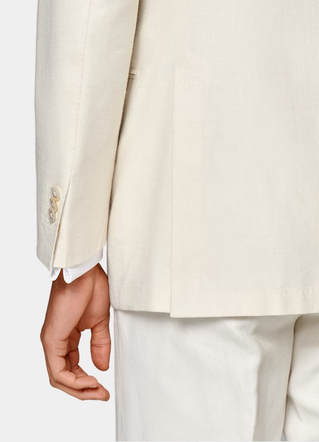 SUITSUPPLY All Season Cotton Silk by E.Thomas, Italy Off-White Tailored Fit Havana Dinner Jacket