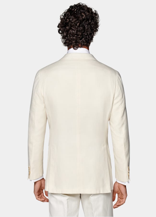 SUITSUPPLY All Season Cotton Silk by E.Thomas, Italy Off-White Tailored Fit Havana Dinner Jacket