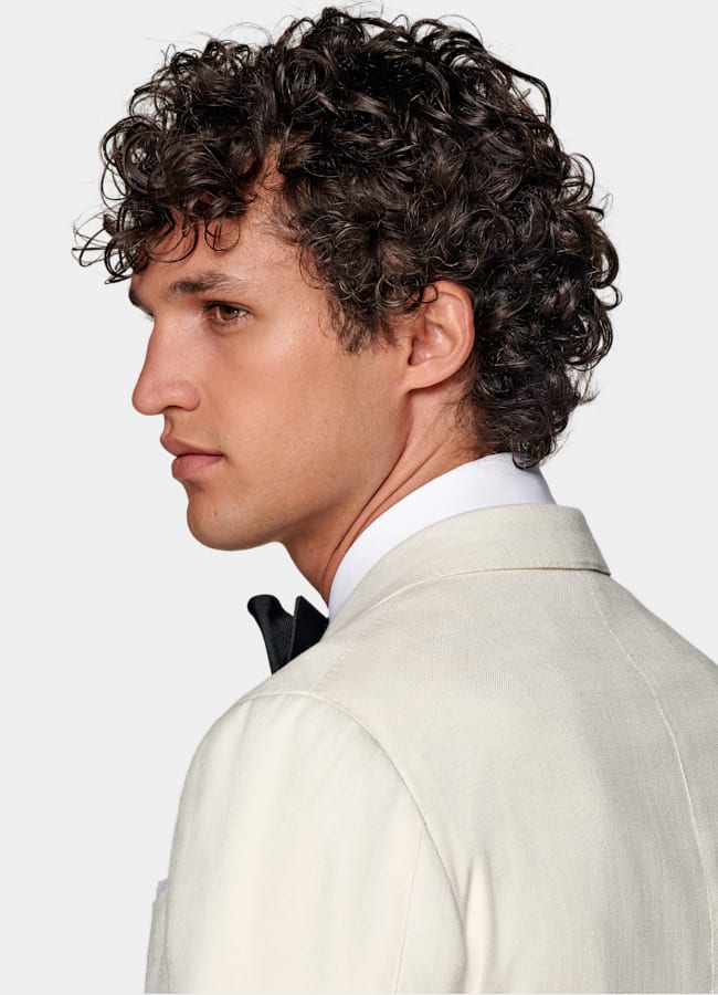 SUITSUPPLY All Season Cotton Silk by E.Thomas, Italy Off-White Tailored Fit Havana Dinner Jacket