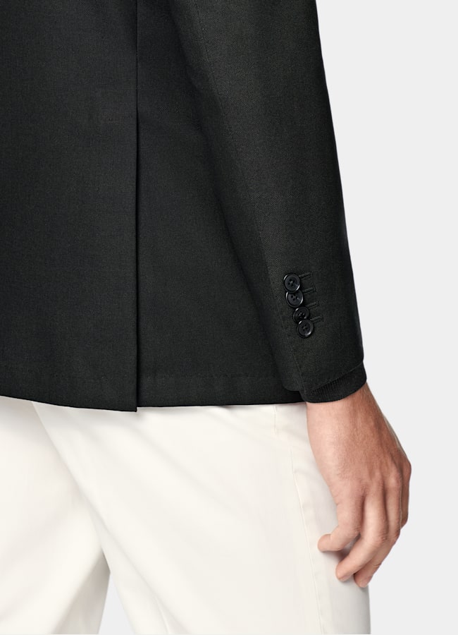 SUITSUPPLY All Season Wrinkle-Free 4-Ply Wool by Rogna, Italy Dark Green Tailored Fit Havana Suit Jacket