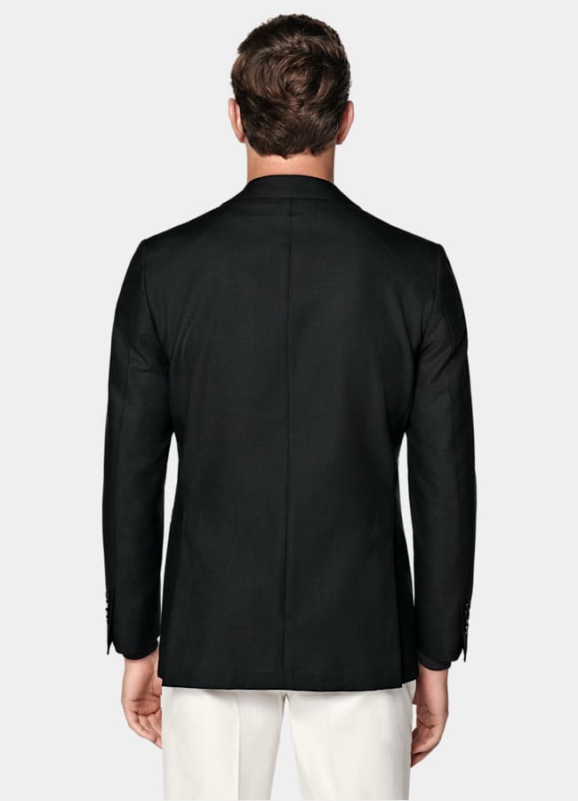 SUITSUPPLY All Season Wrinkle-Free 4-Ply Wool by Rogna, Italy Dark Green Tailored Fit Havana Suit Jacket