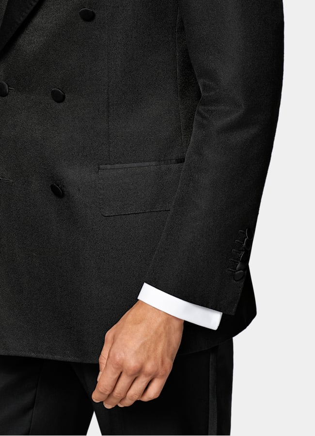 SUITSUPPLY All Season Silk Wool by Lanificio Ermenegildo Zegna, Italy Black Tailored Fit Milano Dinner Jacket