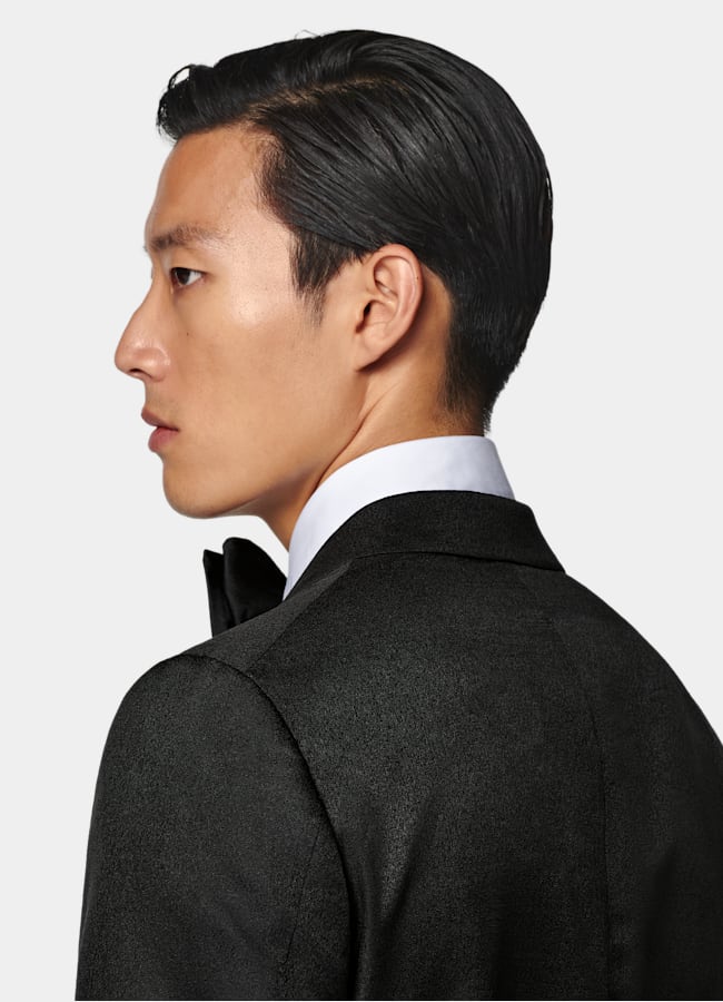 SUITSUPPLY All Season Silk Wool by Lanificio Ermenegildo Zegna, Italy Black Tailored Fit Milano Dinner Jacket