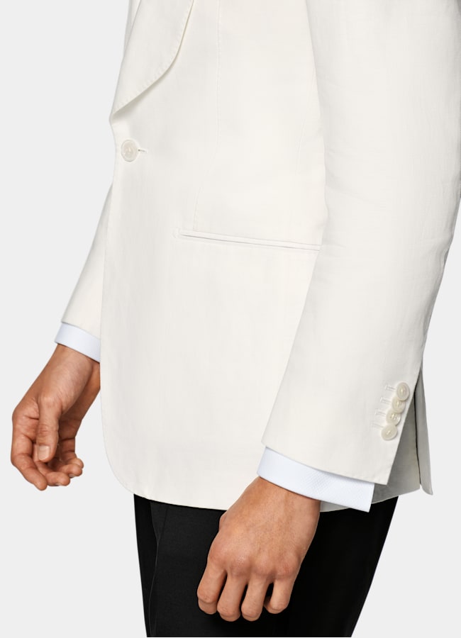 SUITSUPPLY Summer Linen Cotton by Di Sondrio, Italy Off-White Tailored Fit Havana Dinner Jacket