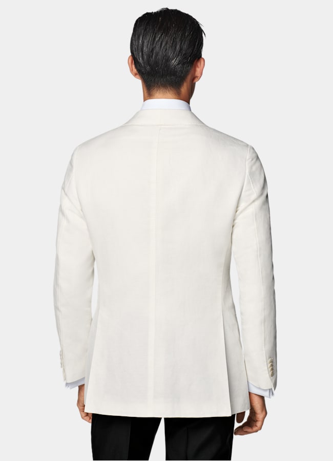 SUITSUPPLY Summer Linen Cotton by Di Sondrio, Italy Off-White Tailored Fit Havana Dinner Jacket