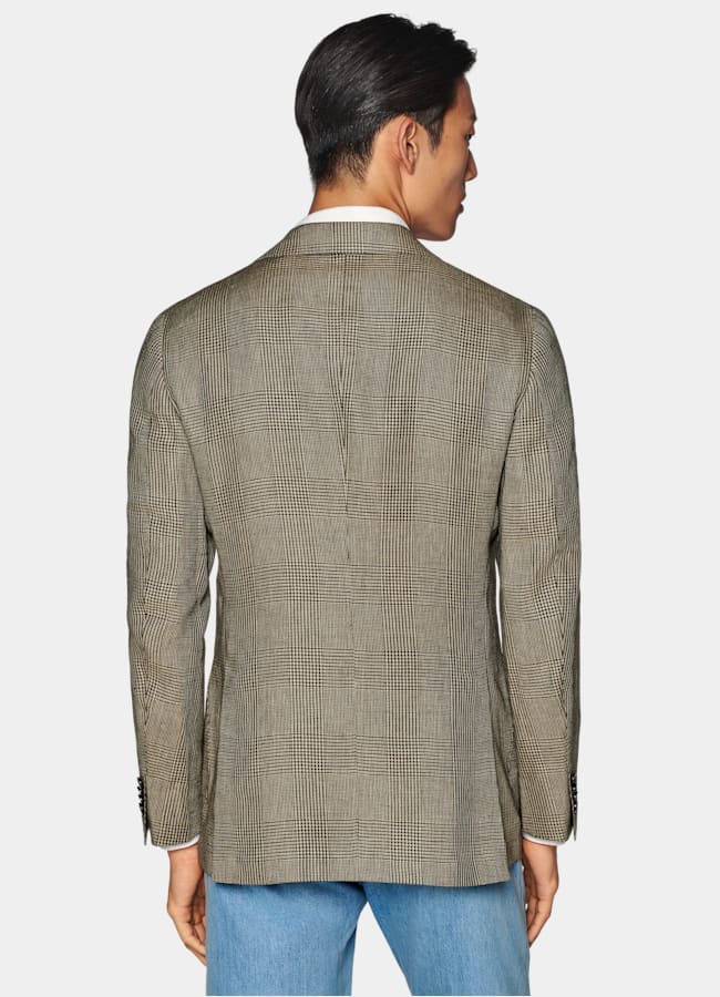 SUITSUPPLY Summer Pure Linen by Baird McNutt, United Kingdom Mid Brown Checked Tailored Fit Havana Blazer