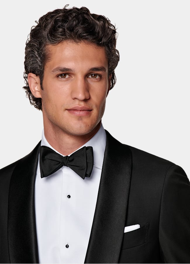 SUITSUPPLY All Season Pure S110's Wool by Vitale Barberis Canonico, Italy Black Tailored Fit Havana Dinner Jacket